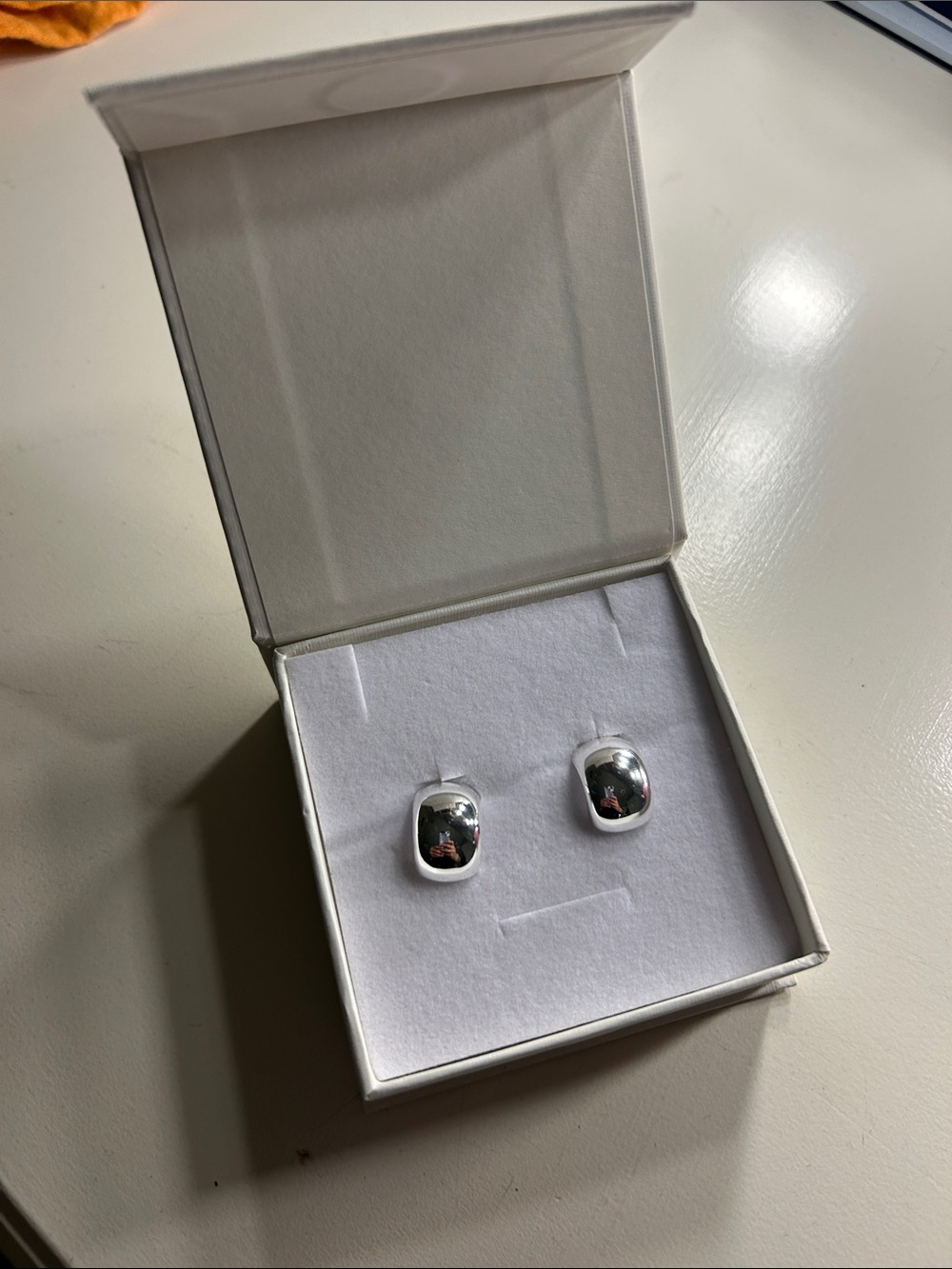 Polished Silver Cushion Dome Stud Earrings